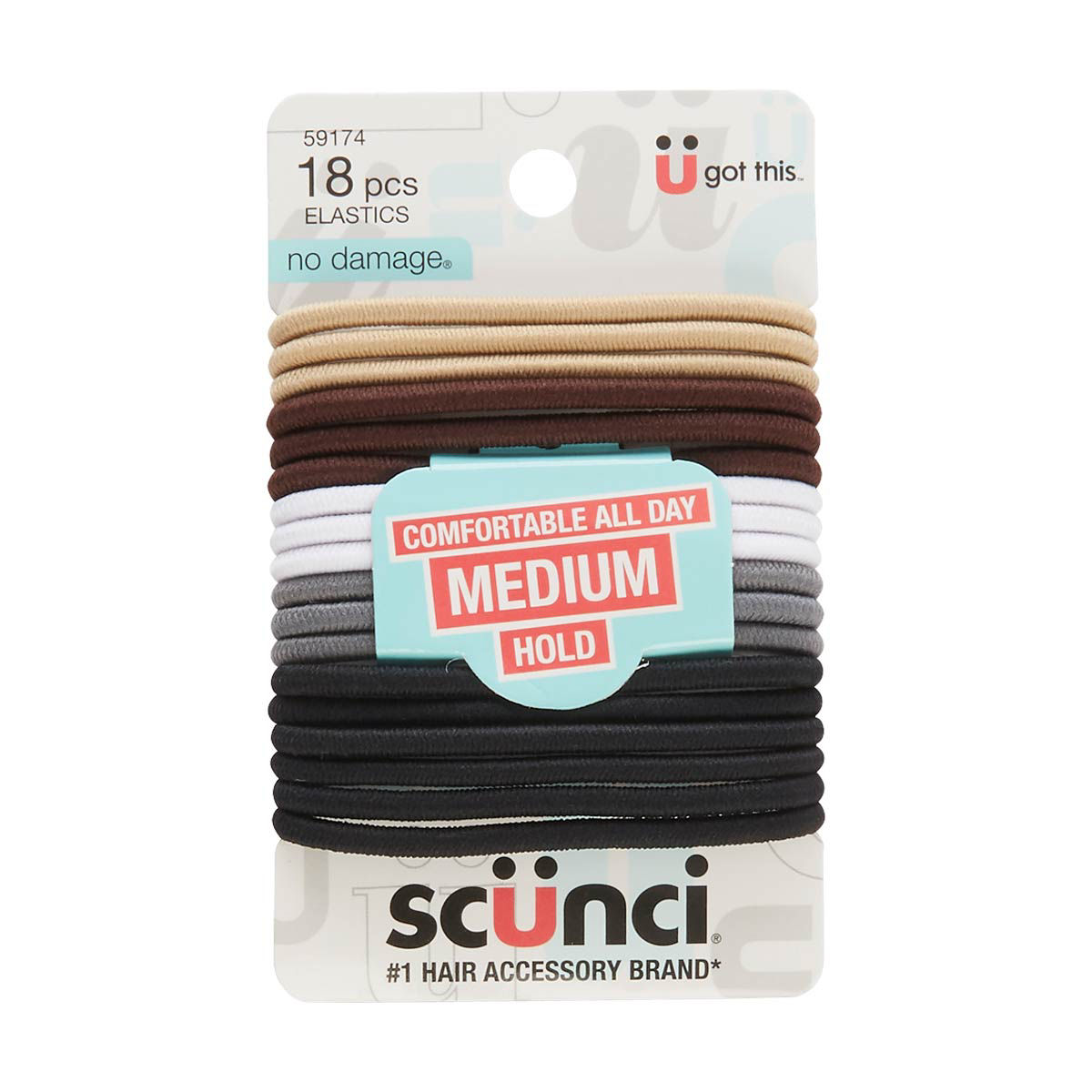 Scunci No Damage Medium Hold Khaki Hair Elastics, 18 Count — pOpshelf penny item