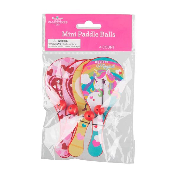 Happy Valentine's Day Mini Paddle Balls, 4 Count — pOpshelf penny item
