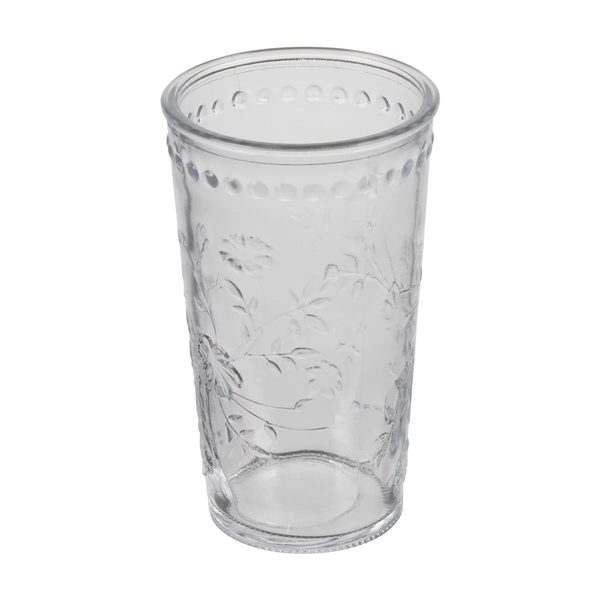 Holly Williams Clear Tapered Floral Embossed Glass Tumbler — pOpshelf