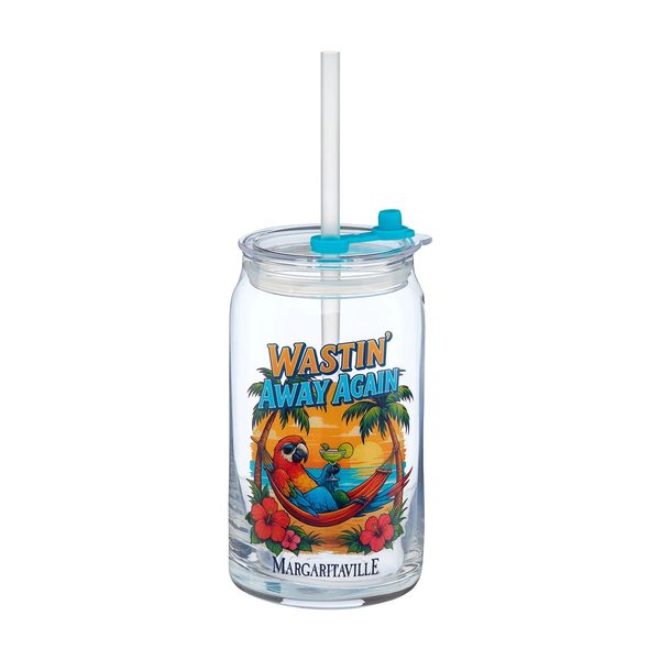 Mg26 Glass Cup W Lid Margaritaville Glass Cup W Lid & Straw 1 Count — pOpshelf